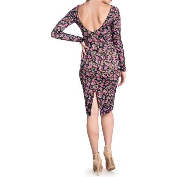 Dress the Population Mona Floral Long Sleeve Midi Dress Size XL NWOT - Picture 3 of 17